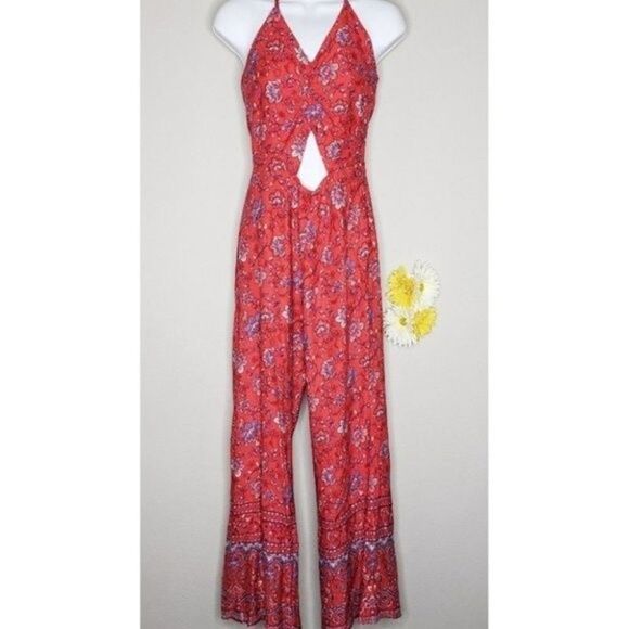 Minkpink Zion Printed Halter Jumpsuit Small